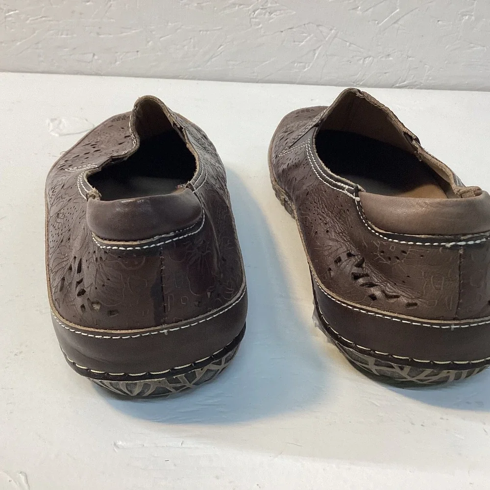 Spring Step‎ L'Artiste Libora Brown Leather SlipOn Shoes Womens Sz 8 Comfort